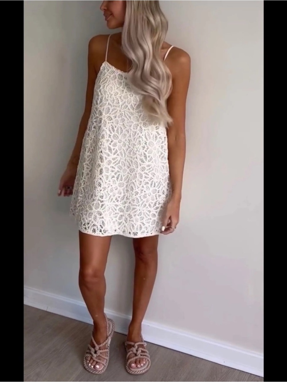 ZARA STRAPPY CROCHET DRESS MEDIUM 7901/153